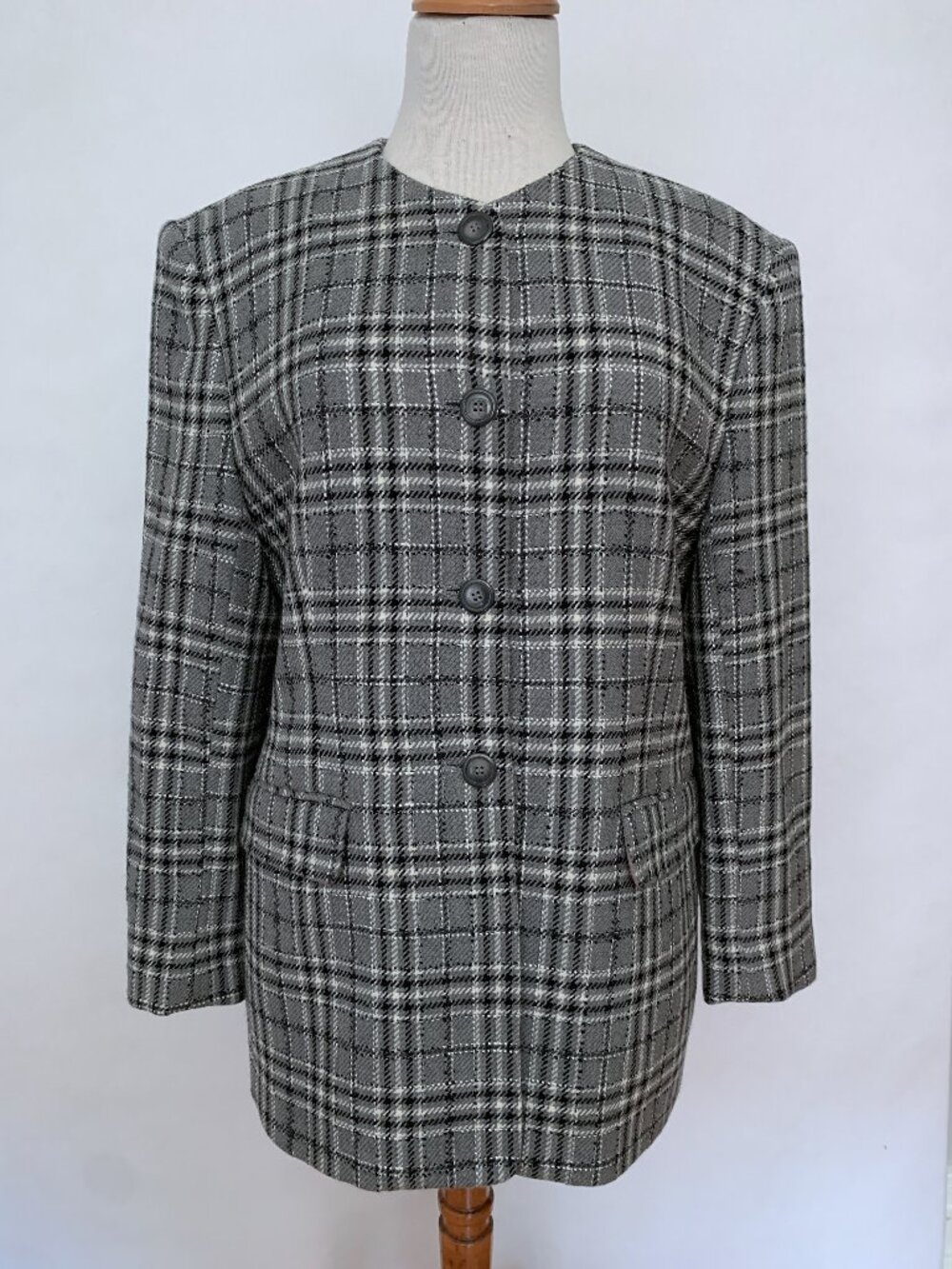Vintage Jones New York Long Plaid Jacket | Size 14